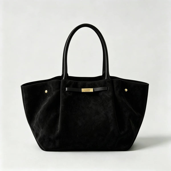 Genuine Suede Bag With Leather Details Made In Italy