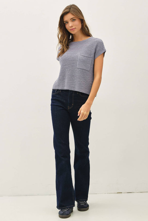 [New Color] Patch Pocket Dolman Cap Sleeve Boxy Knit