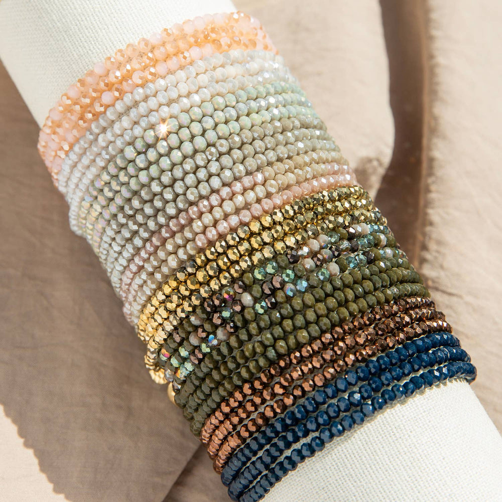 Mini stretch crystal beaded wrap bracelet-Blue Hand Home