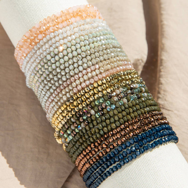 Mini stretch crystal beaded wrap bracelet-Blue Hand Home
