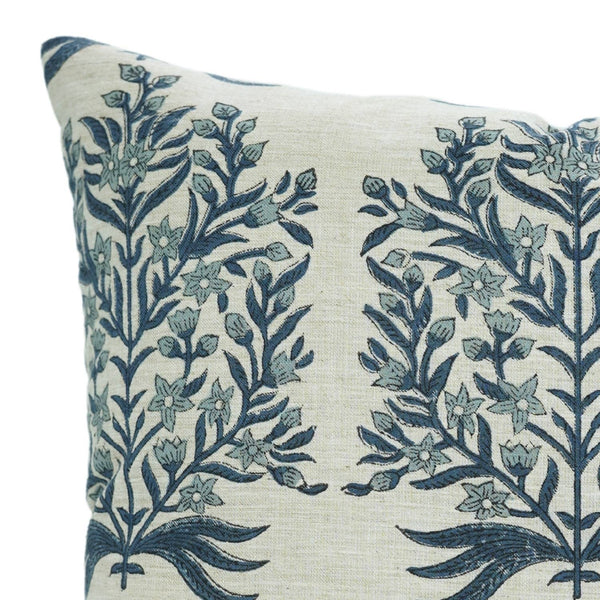 Home Decor Linen Blend Cushion Cover - Vrindavan-Blue Hand Home