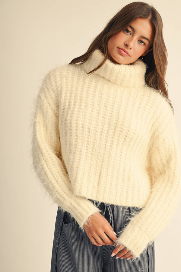 3319ik Cozy Ribbed Turtleneck Sweater
