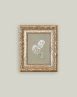 Sage and White Flowers Framed Antique Art-Blue Hand Home