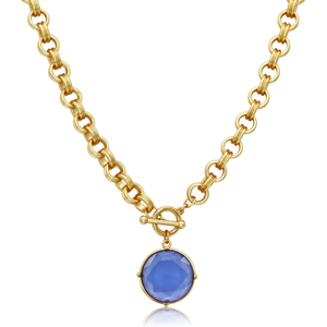 Cabochon Pendant Necklace - Mother of Pearl-24K Gold Plated