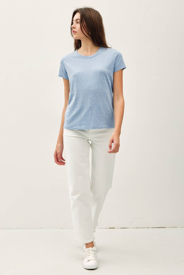 SOFT ROUND NECK SOLID BASIC TEE SHIRT-Blue Hand Home