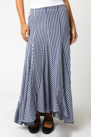 Nava Stripe Maxi Skirt-Blue Hand Home