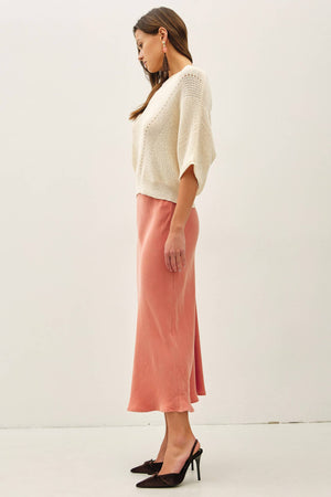 POINTELLE DOLMAN SLEEVE CROPPED SWEATER-Blue Hand Home
