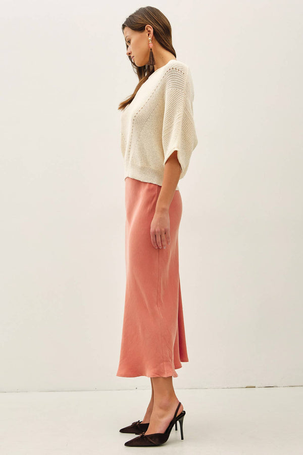 POINTELLE DOLMAN SLEEVE CROPPED SWEATER-Blue Hand Home