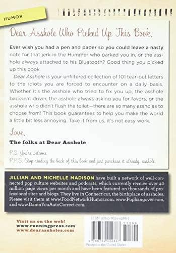 Dear Asshole: 101 Tear-Out Letters to Morons-Blue Hand Home