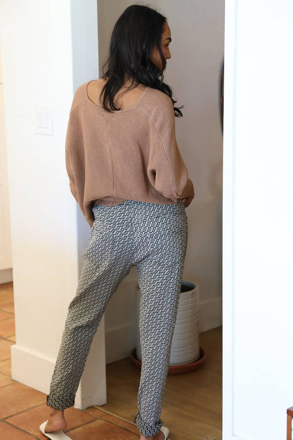 Npa31-Bw73 One Size Jaquard Drawstring Waist Pants