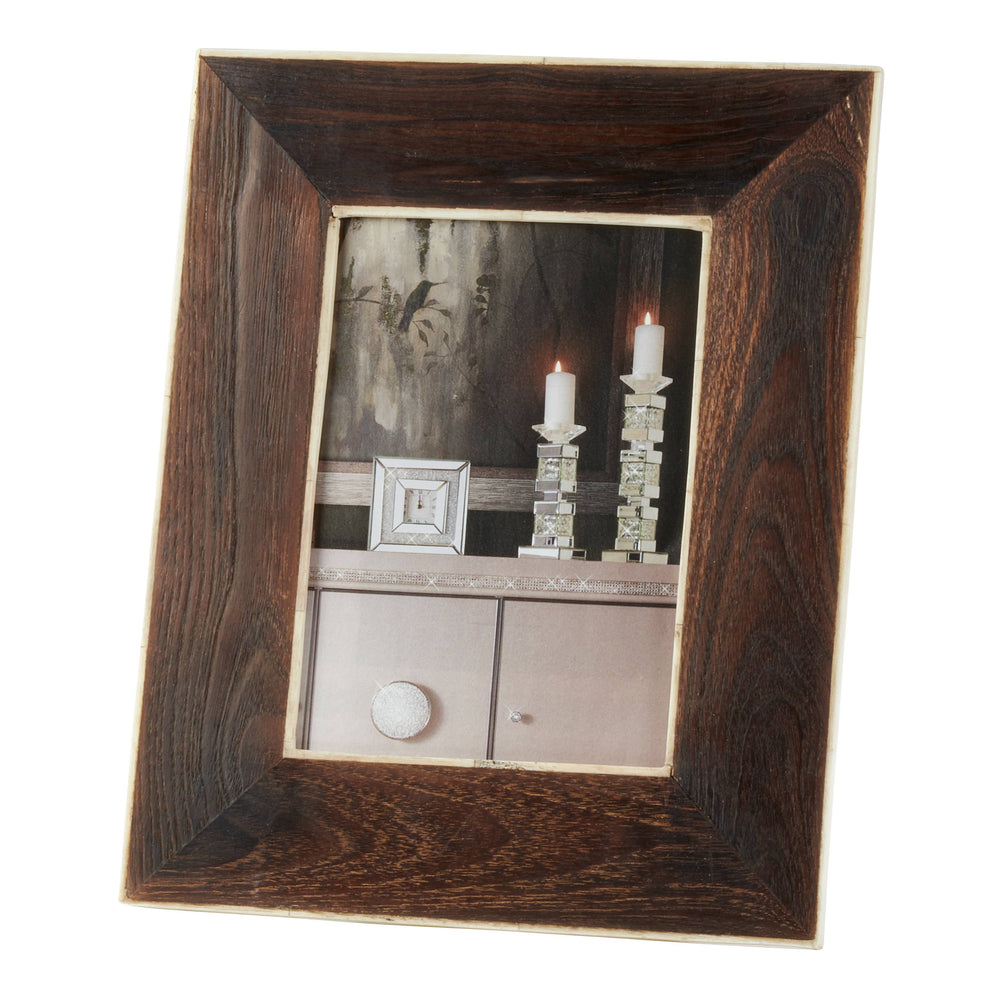 Wooden and Bone Photo Frame-Blue Hand Home