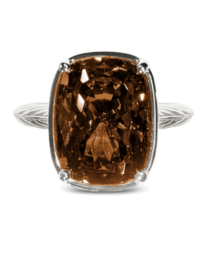 Sterling Silver Elongated Cushion Chocolate CZ Cocktail Ring