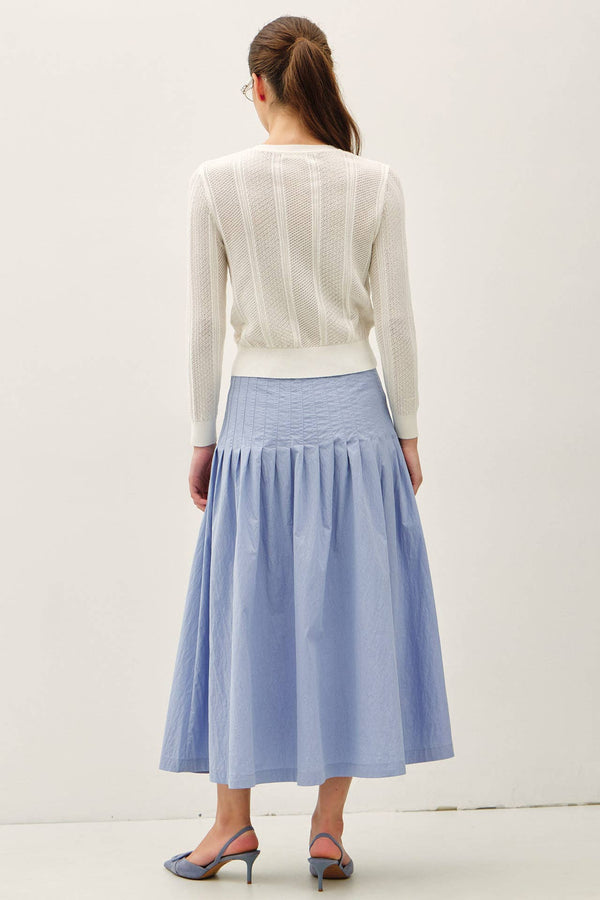 CRISP PLEATED MIDI SKIRT-Blue Hand Home