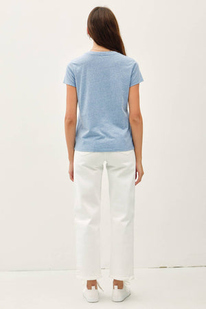 SOFT ROUND NECK SOLID BASIC TEE SHIRT-Blue Hand Home