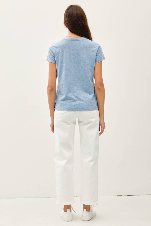 SOFT ROUND NECK SOLID BASIC TEE SHIRT-Blue Hand Home
