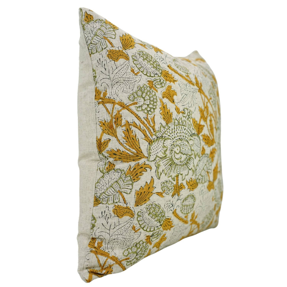 Handmade Block Print Viscose Linen Pillow Cover- Aakash-Blue Hand Home