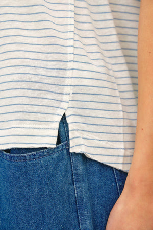 LINEN BLENDED STRIPED RELAXED TEE-Blue Hand Home