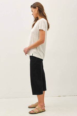 LINEN BLENDED STRIPED RELAXED TEE-Blue Hand Home