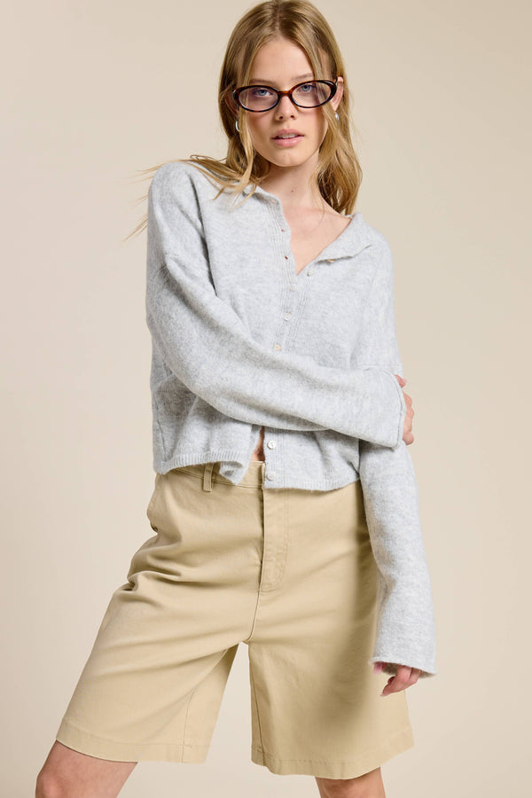 Essential Button Down Cardigan Top-Blue Hand Home