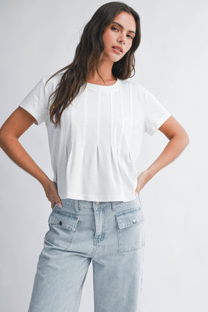 8613HK Pleated Swing Tee Top-Blue Hand Home