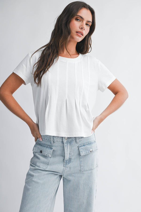 8613HK Pleated Swing Tee Top-Blue Hand Home