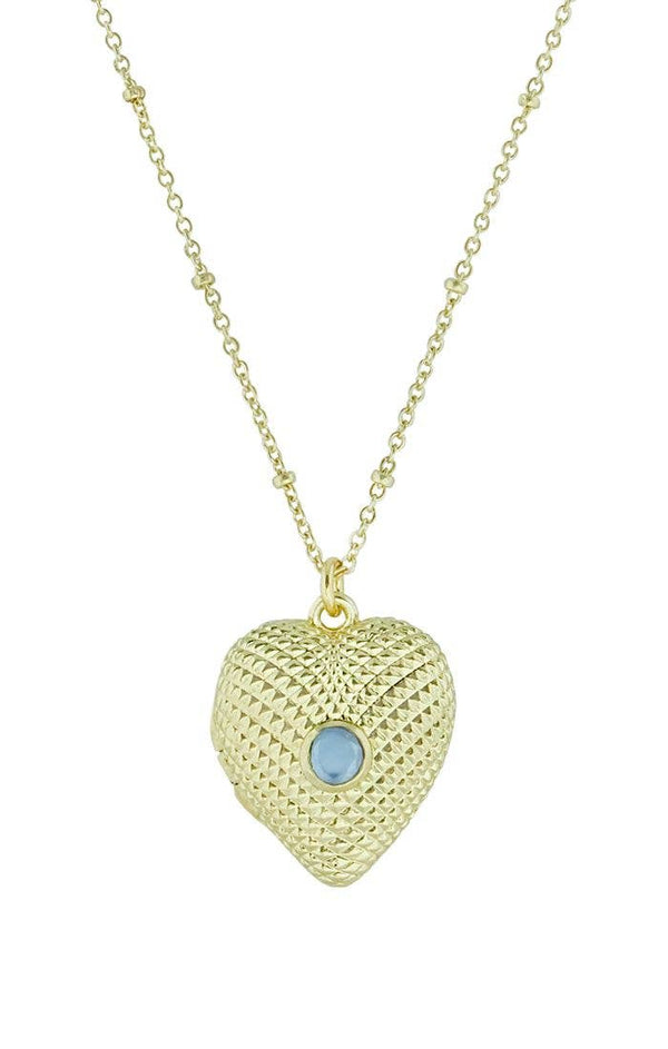 Cassy Heart Locket Necklace-Blue Hand Home