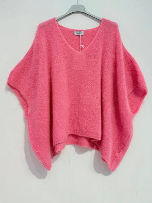 Mohair poncho sweater 7627-Blue Hand Home