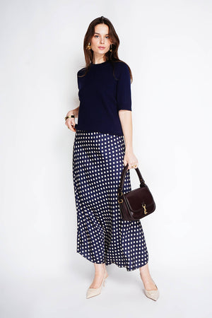 Leopard Satin Skirt 2337-Pois-Blue Hand Home