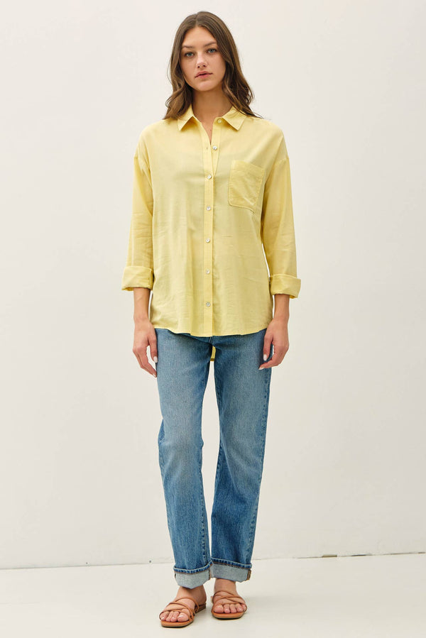 Cotton Blend Light Weight Oversized Classic Shirt-Blue Hand Home