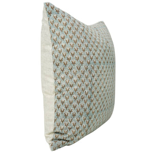 Elegant Hand Block Printed Viscose Linen Pillow Cover- Mogra-Blue Hand Home