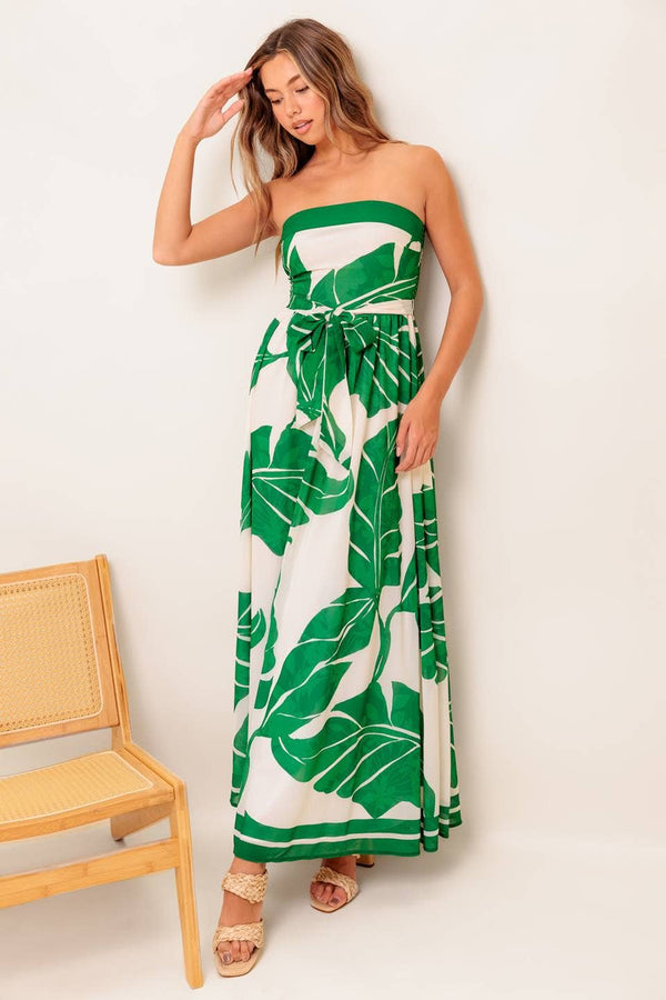 A printed woven ankle dress - ID22476-Blue Hand Home