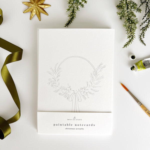 Wreaths paintable notecards-Blue Hand Home