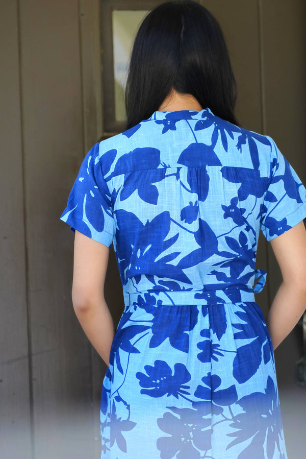 Alice Tie Waist Dress Navy Blue