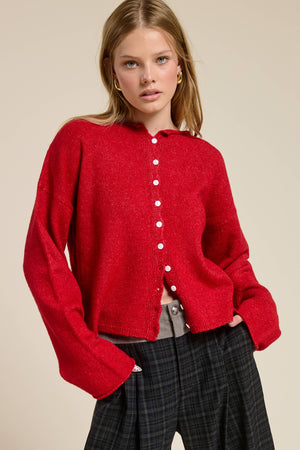 Essential Button Down Cardigan Top-Blue Hand Home