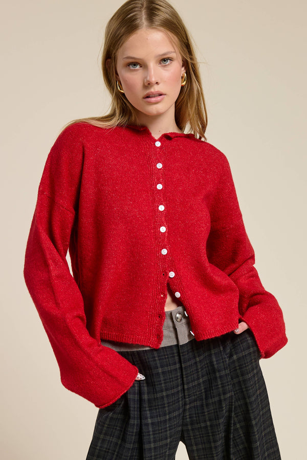 Essential Button Down Cardigan Top-Blue Hand Home