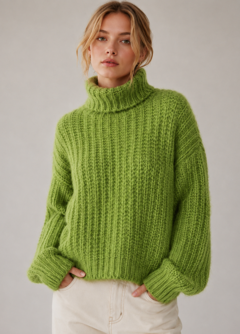 3319ik Cozy Ribbed Turtleneck Sweater