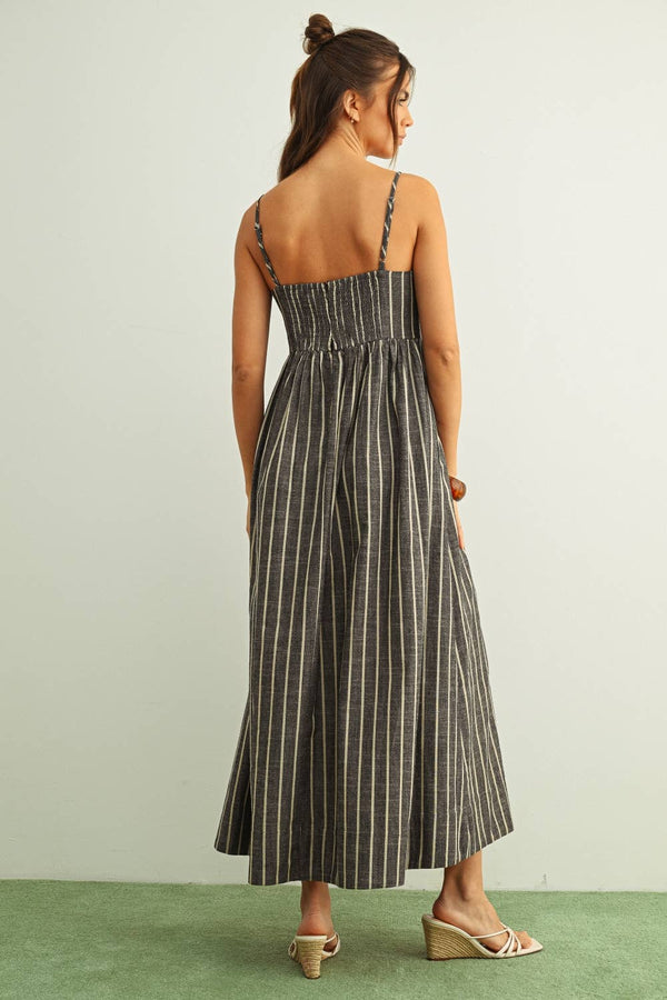 D4621 STRIPE PATTERN LONG DRESS-Blue Hand Home