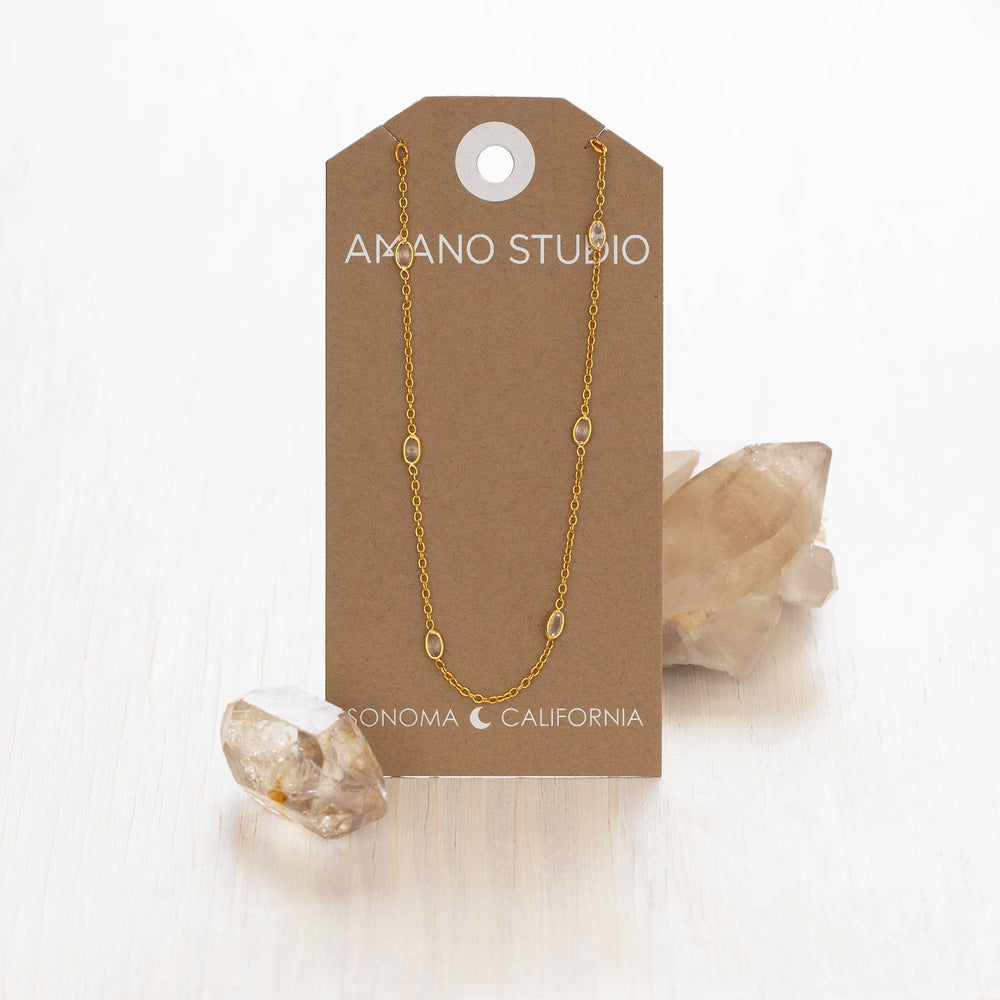 Crystal Station Chain Necklace-Blue Hand Home