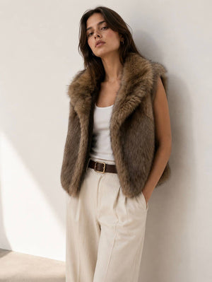 Shelter Island Faux Fur Collar Vest Faux Fur Vest