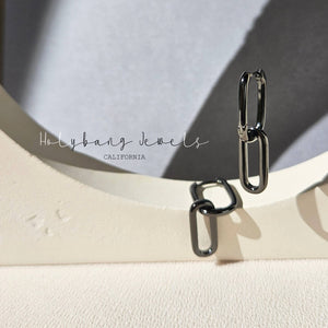 CHAIN DROP HOOP EARRINGS - E-HT1429-Blue Hand Home