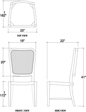Laurna Dining Chair w/ Upholstered Seat & Rattan Back - Teak-Blue Hand Home