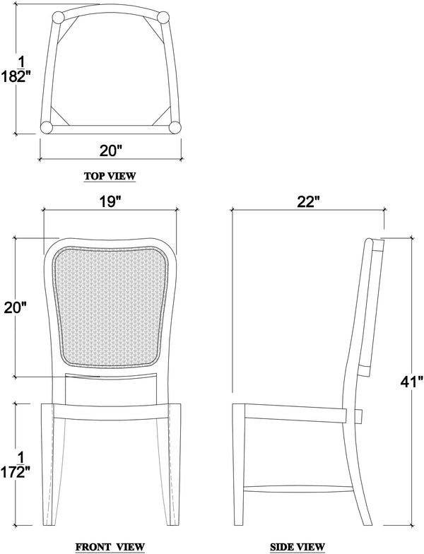 Laurna Dining Chair w/ Upholstered Seat & Rattan Back - Teak-Blue Hand Home