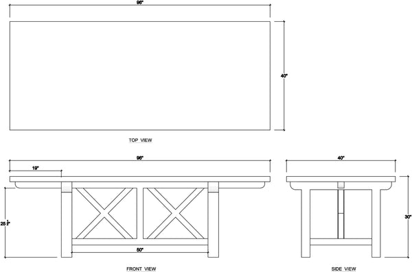 Silvia Dining Table 96" - Reclaimed Teak-Blue Hand Home