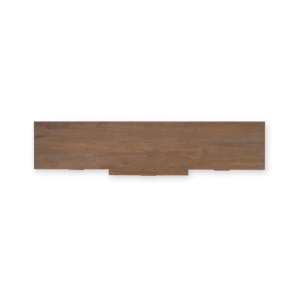 Silvia Reclaimed Teak 3 Door Sideboard In Teak Straw Wash w/ Rattan Natural Door Panels-Blue Hand Home