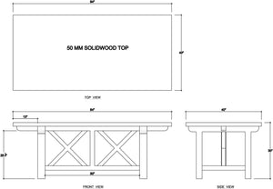 Silvia Dining Table 84" - Reclaimed Teak-Blue Hand Home