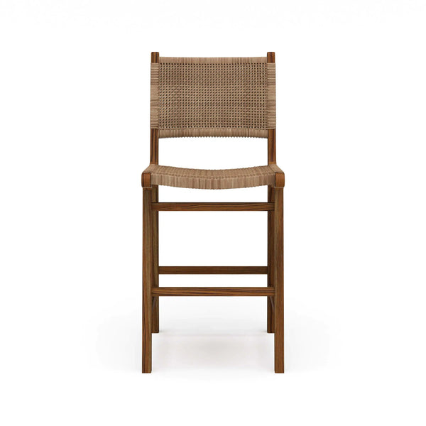 Logan Counter Stool w/ Rattan - Teak-Blue Hand Home