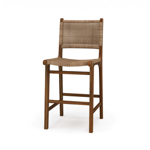 Logan Counter Stool w/ Rattan - Teak-Blue Hand Home