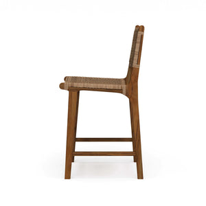 Logan Counter Stool w/ Rattan - Teak-Blue Hand Home