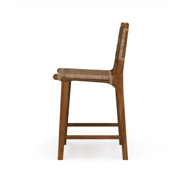Logan Counter Stool w/ Rattan - Teak-Blue Hand Home