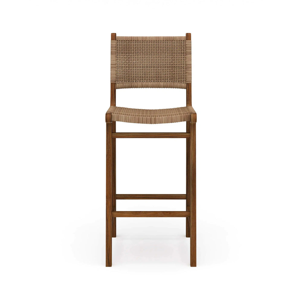 Logan Barstool w/ Rattan- Teak-Blue Hand Home